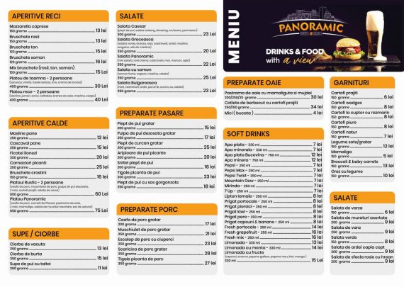 Grafica Meniu Restaurant A3 Panoramic Beer & Grill